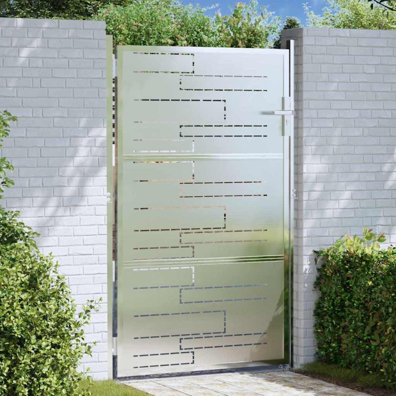 vidaXL Πύλη Κήπου 85 x 120 εκ. Ανοξείδωτο Ατσάλι Ασημί Κλειδώσιμο