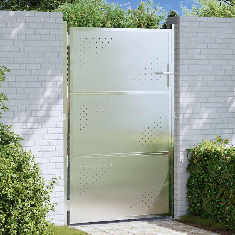 vidaXL Πύλη Κήπου 85 x 120 εκ. Ανοξείδωτο Ατσάλι Ασημί Κλειδώσιμο