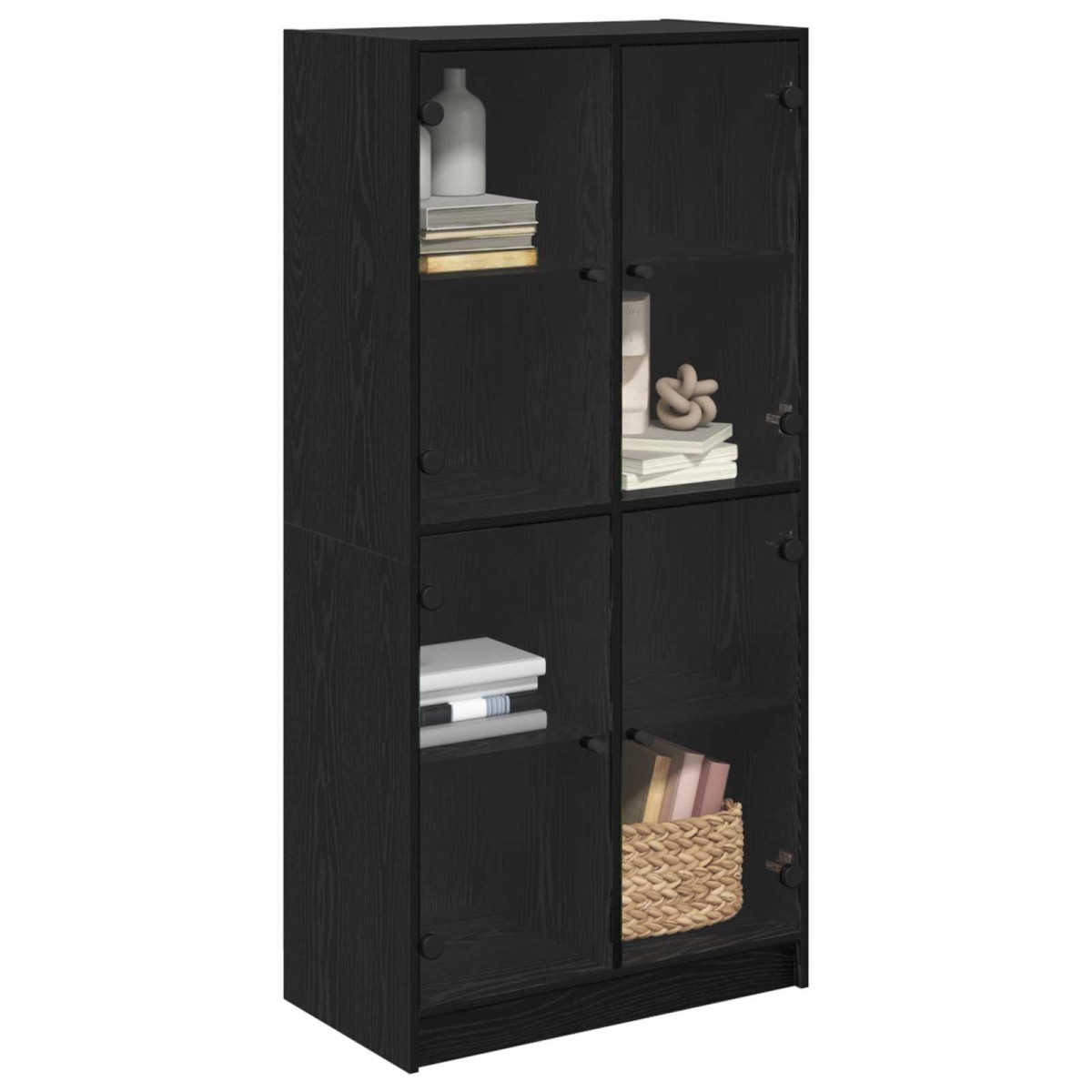 vidaXL Highboard Μαύρη Οξυά 68 x 37 x 142 εκ Επεξεργασμένο Ξύλο