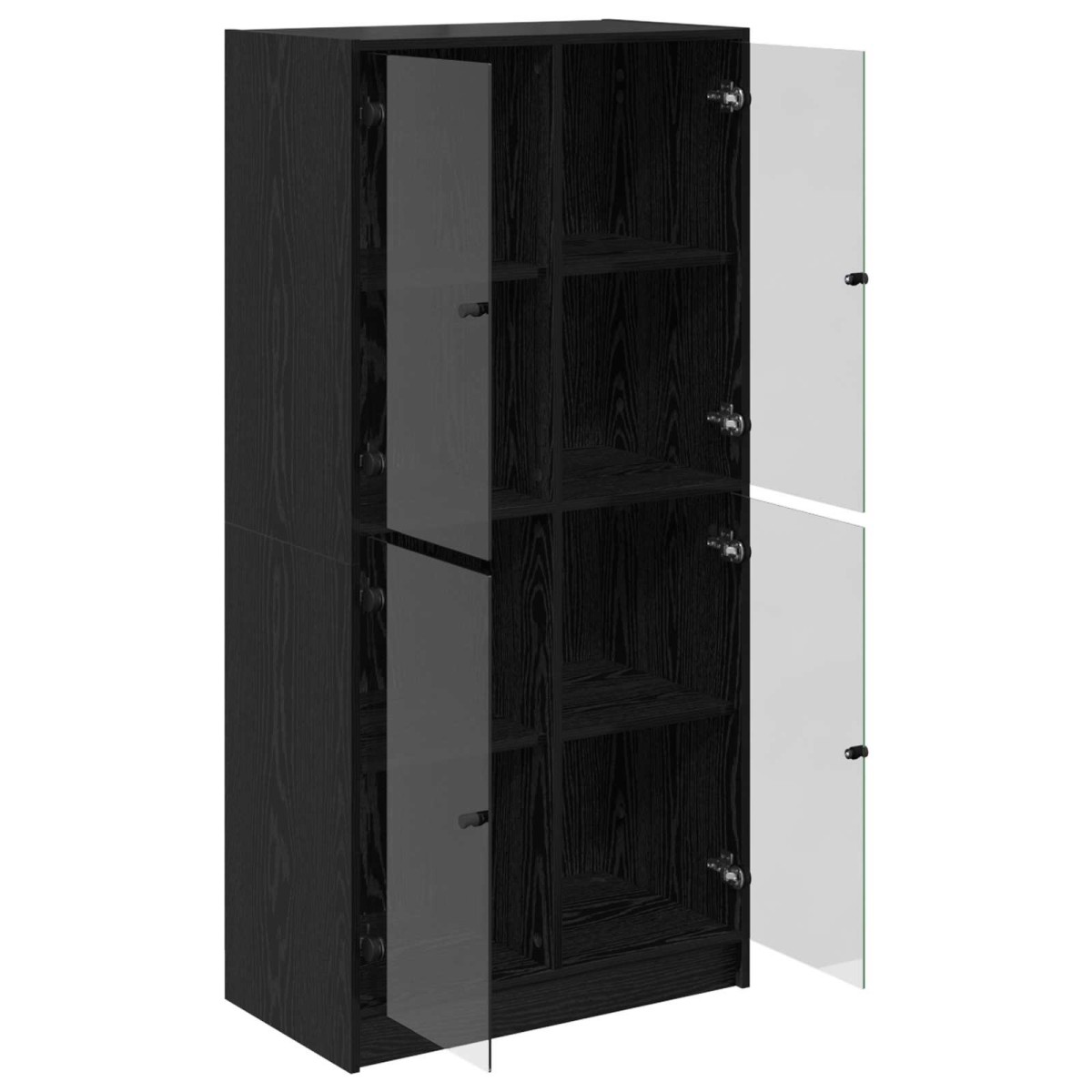 vidaXL Highboard Μαύρη Οξυά 68 x 37 x 142 εκ Επεξεργασμένο Ξύλο