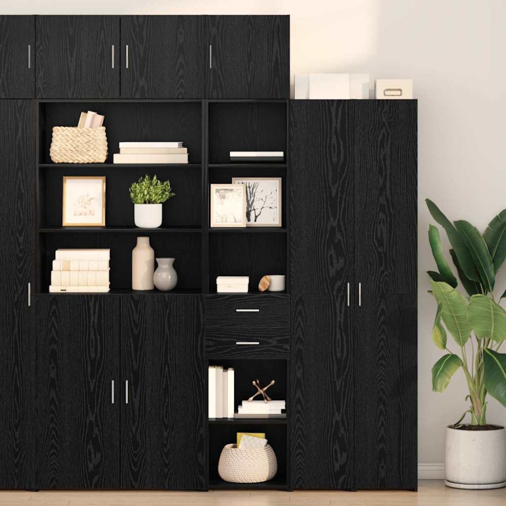 vidaXL Highboard Μαύρη Οξυά 40 x 42,5 x 185 εκ. Επεξεργασμένο Ξύλο