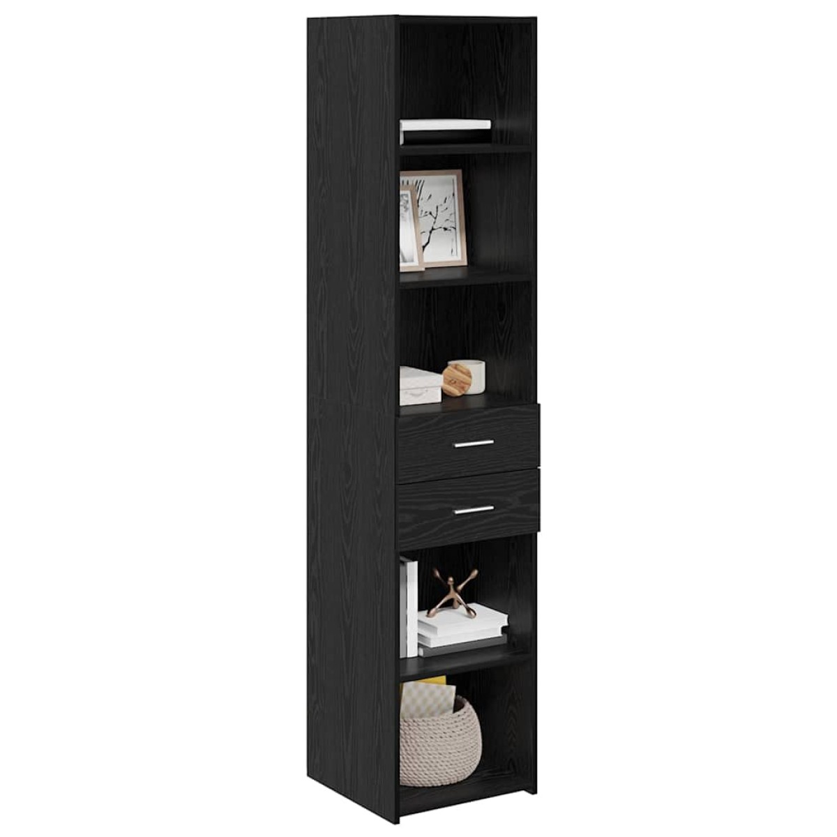 vidaXL Highboard Μαύρη Οξυά 40 x 42,5 x 185 εκ. Επεξεργασμένο Ξύλο
