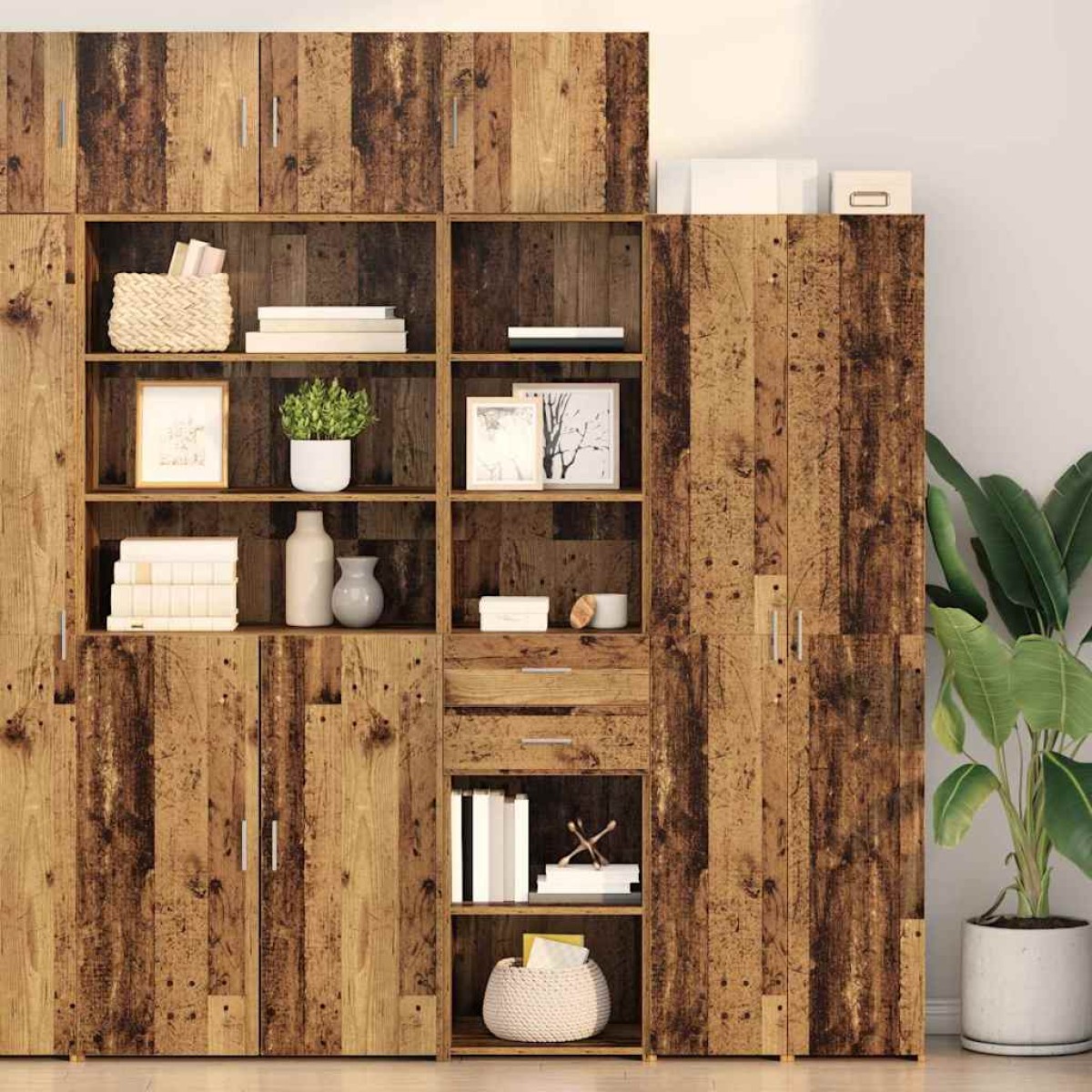 vidaXL Highboard Παλιό Ξύλο 45 x 42,5 x 185 εκ. Επεξεργασμένο Ξύλο