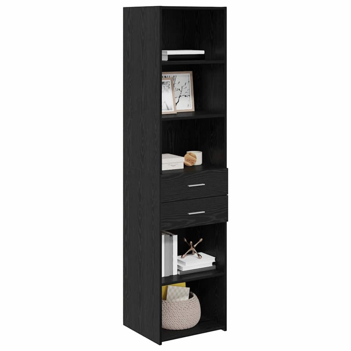 vidaXL Highboard Μαύρη Οξυά 45 x 42,5 x 185 εκ. Επεξεργασμένο Ξύλο