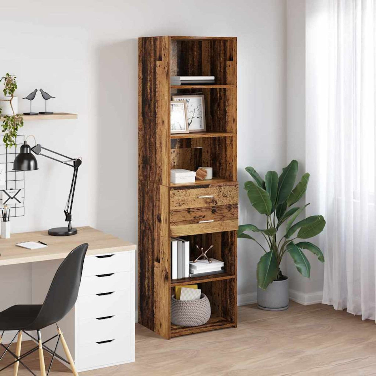 vidaXL Highboard Παλιό Ξύλο 50 x 42,5 x 185 εκ. Επεξεργασμένο Ξύλο