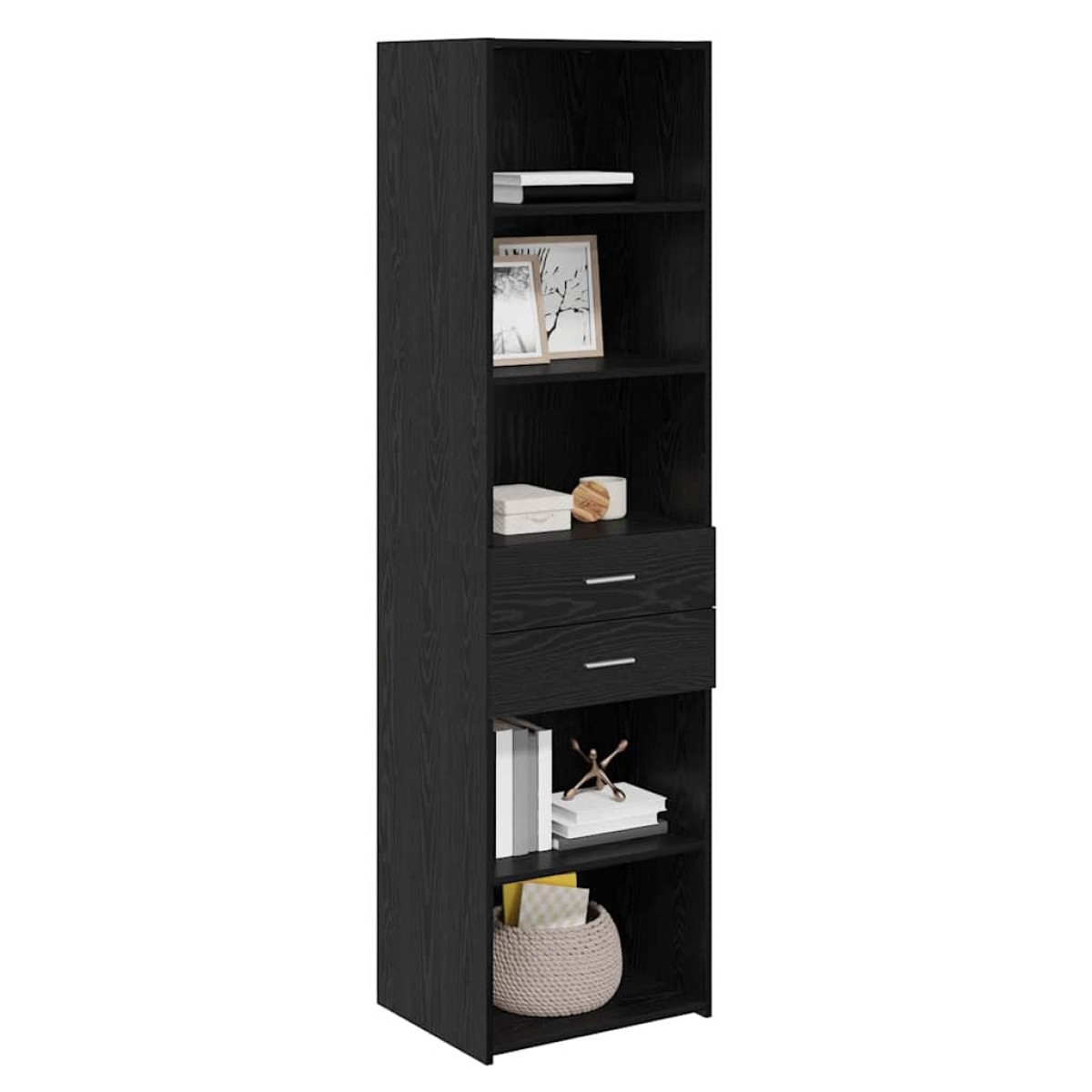 vidaXL Highboard Μαύρη Οξυά 50 x 42,5 x 185 εκ. Επεξεργασμένο Ξύλο