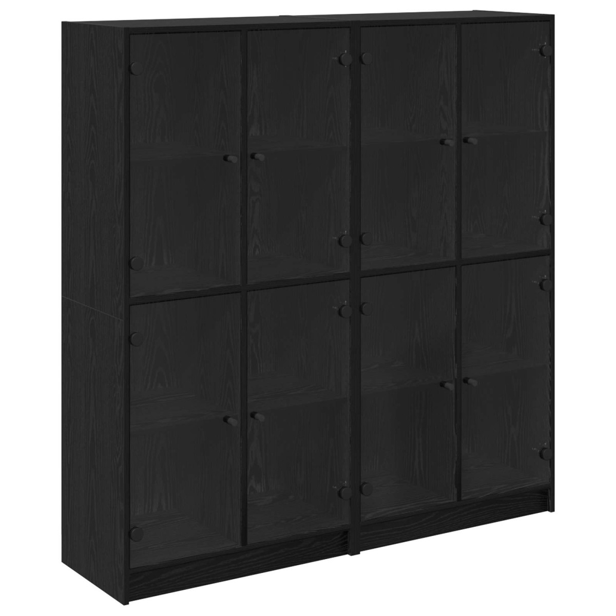 vidaXL Highboard 2 τμχ. Μαύρη Οξυά 68 x 37 x 142 εκ Επεξεργασμένο Ξύλο