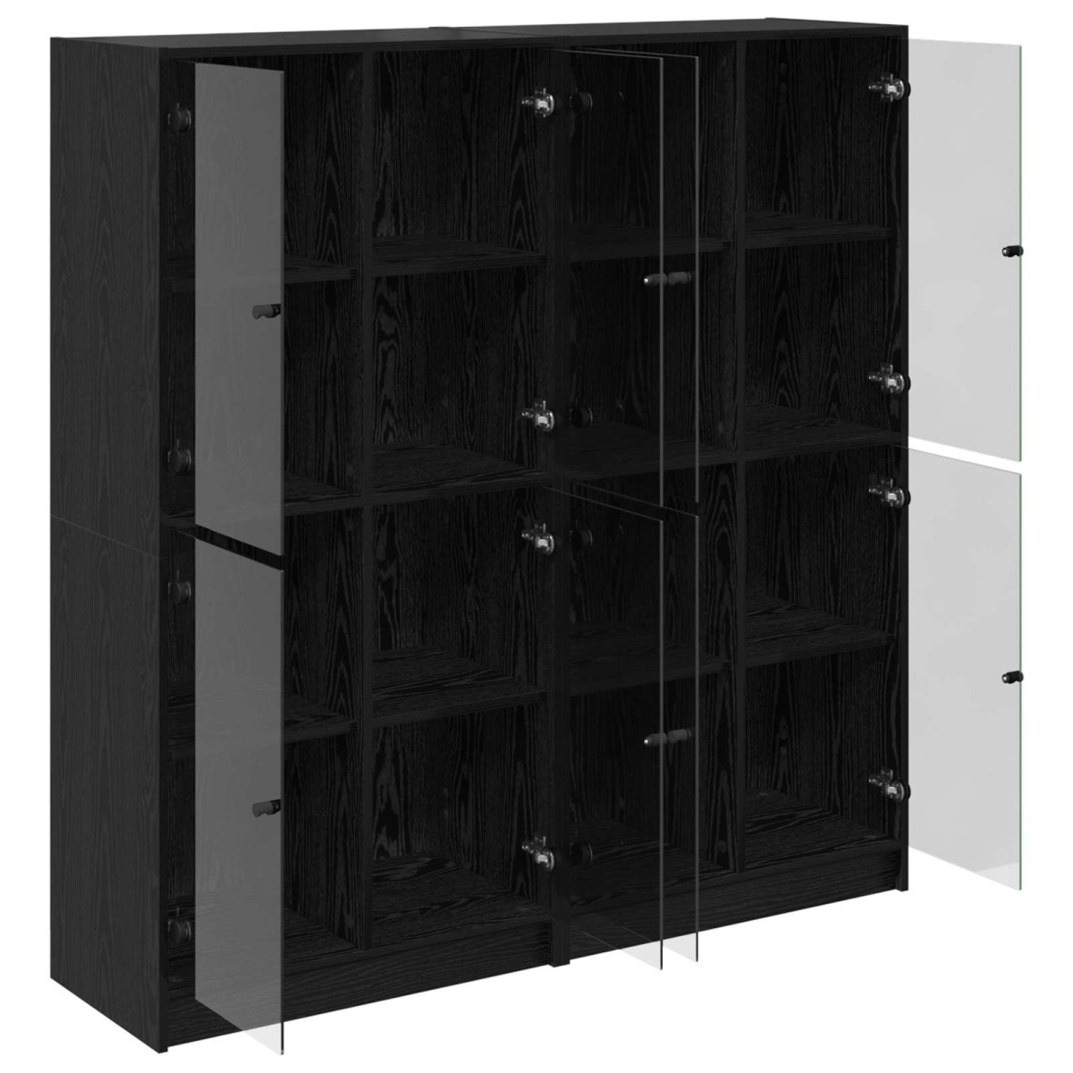 vidaXL Highboard 2 τμχ. Μαύρη Οξυά 68 x 37 x 142 εκ Επεξεργασμένο Ξύλο