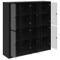 vidaXL Highboard 2 τμχ. Μαύρη Οξυά 68 x 37 x 142 εκ Επεξεργασμένο Ξύλο