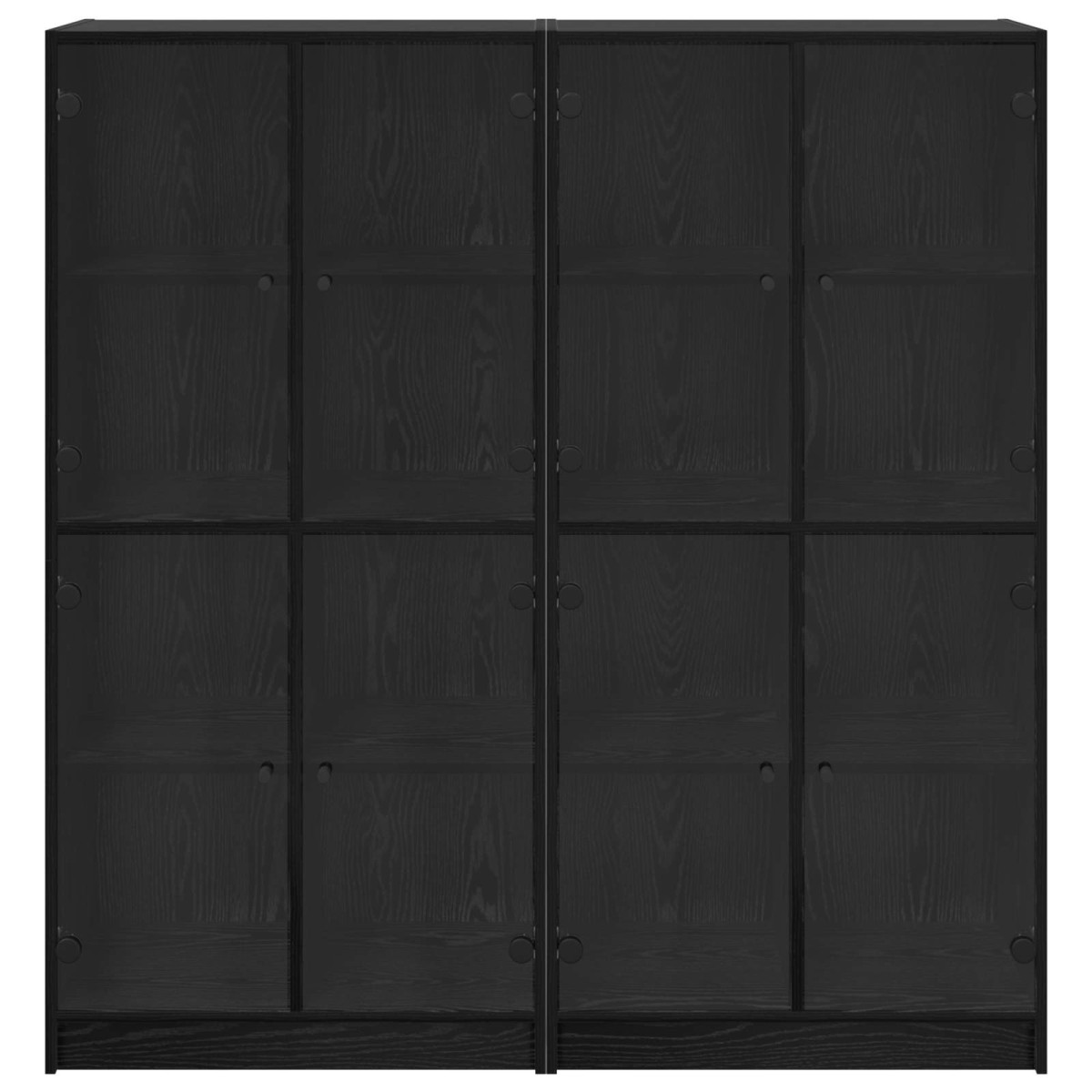 vidaXL Highboard 2 τμχ. Μαύρη Οξυά 68 x 37 x 142 εκ Επεξεργασμένο Ξύλο