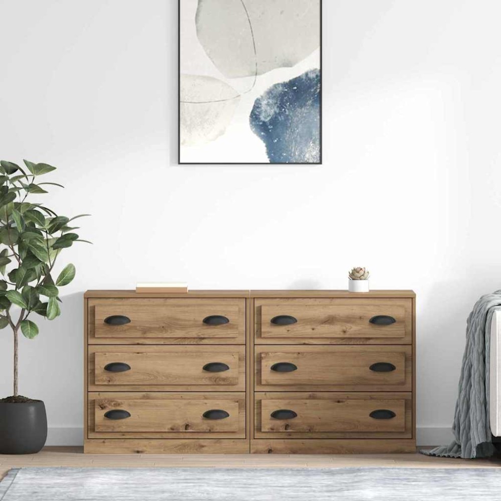 vidaXL Παραδοσιακά Πλευρικά Έπιπλα 2 τμχ. Artisan Oak