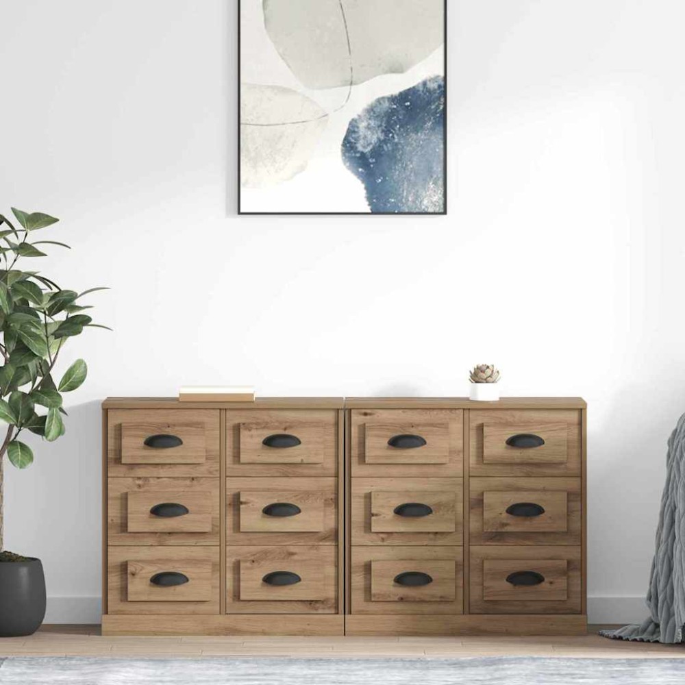 vidaXL Παραδοσιακά Πλευρικά Έπιπλα 2 τμχ. Artisan Oak