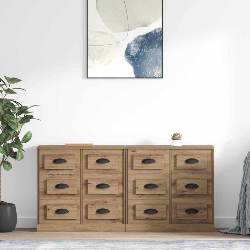 vidaXL Παραδοσιακά Πλευρικά Έπιπλα 2 τμχ. Artisan Oak