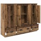 vidaXL Highboard 3 τμχ. Παλιό Ξύλο 132 x 35,5 x 103,5 εκ.