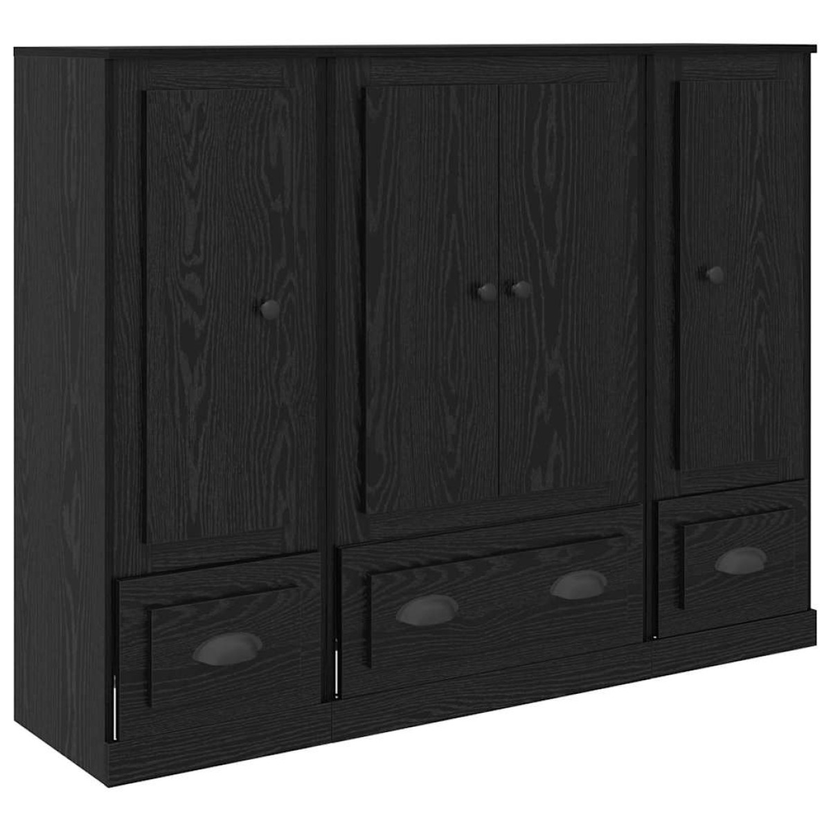 vidaXL Highboard 3 τμχ. Μαύρη Οξυά 132 x 35,5 x 103,5 εκ.