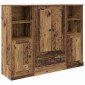 vidaXL Highboard 3 τμχ. Παλιό Ξύλο 132 x 35,5 x 103,5 εκ.