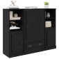 vidaXL Highboard 3 τμχ. Μαύρη Οξυά 132 x 35,5 x 103,5 εκ.
