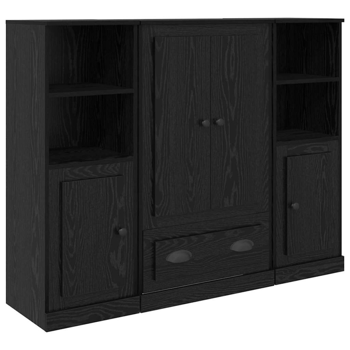 vidaXL Highboard 3 τμχ. Μαύρη Οξυά 132 x 35,5 x 103,5 εκ.