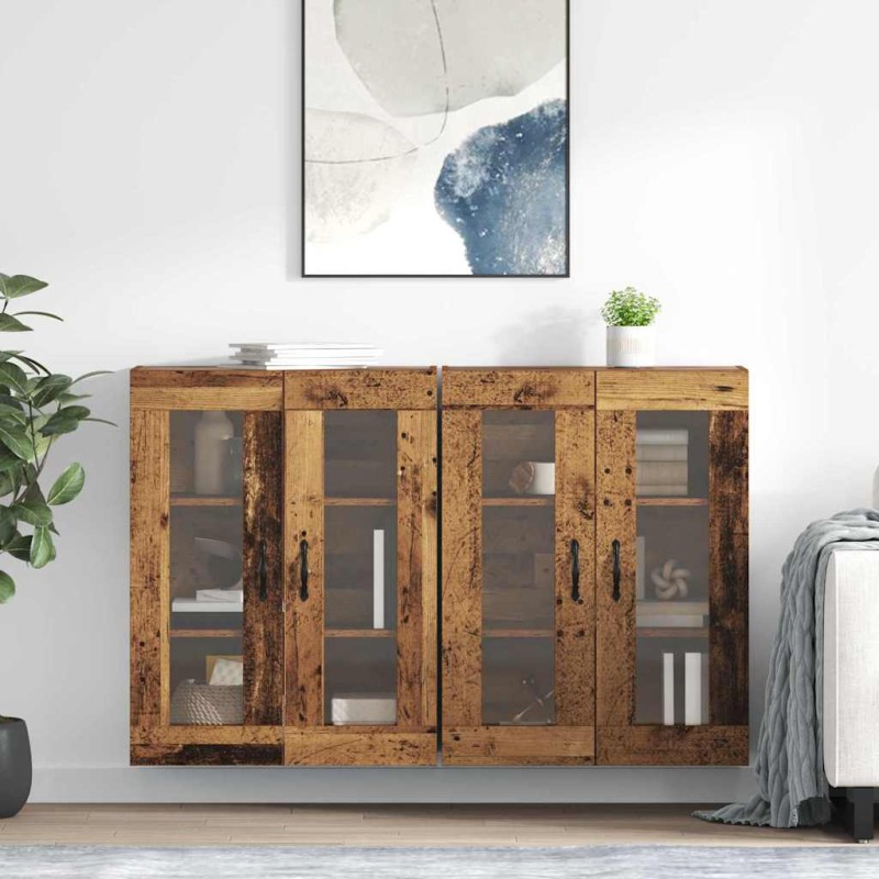 vidaXL Ντουλάπια Τοίχου 2 τμχ. Παλιό Ξύλο 69,5 x 34 x 90 εκ.