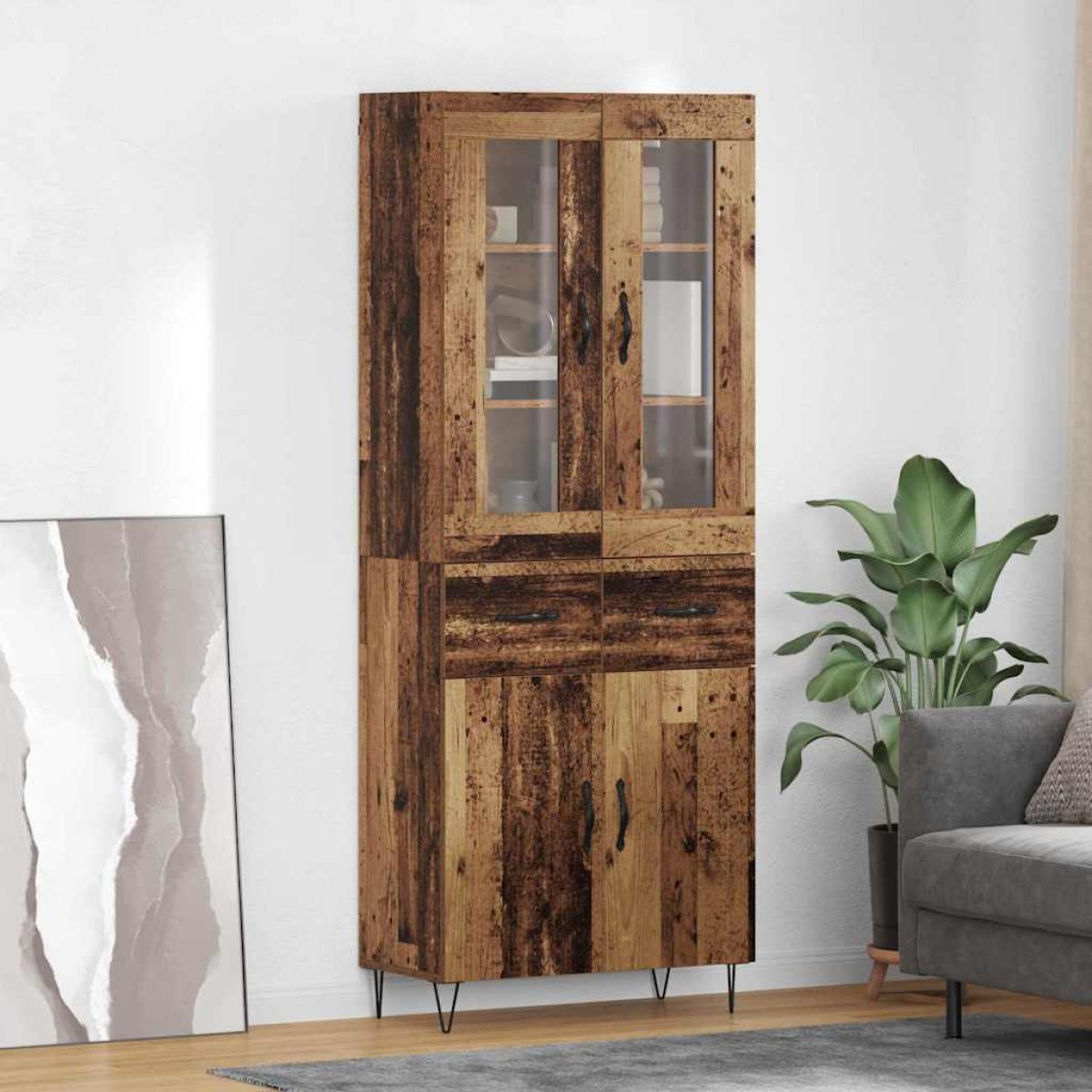 vidaXL Highboard Παλιό Ξύλο 69,5 x 34 x 90 εκ. Επεξεργασμένο Ξύλο