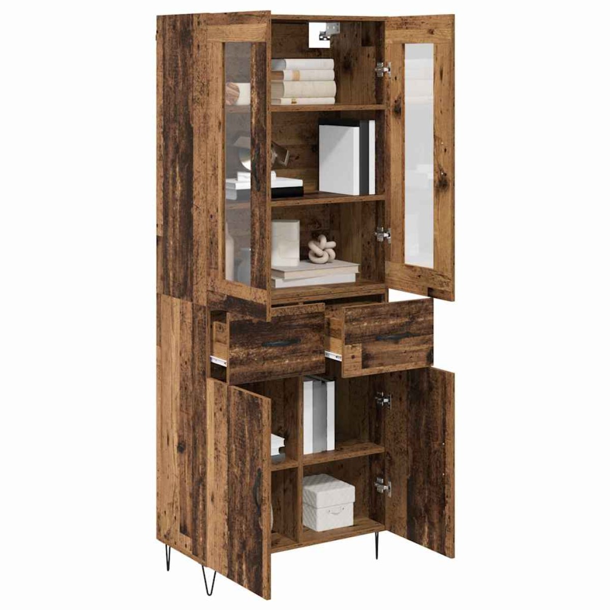 vidaXL Highboard Παλιό Ξύλο 69,5 x 34 x 90 εκ. Επεξεργασμένο Ξύλο