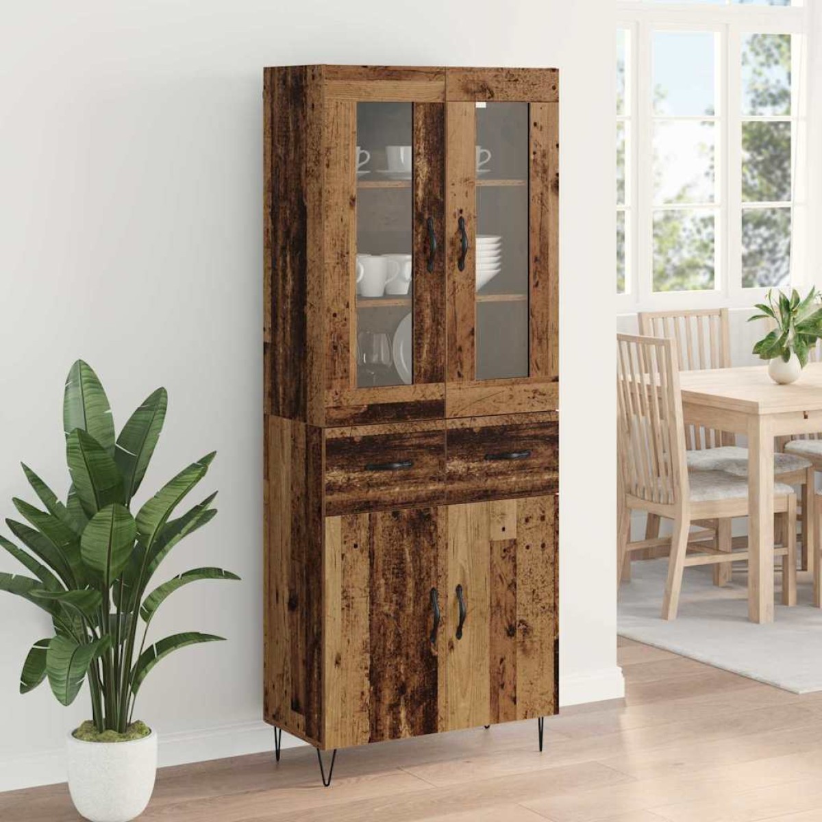 vidaXL Highboard Παλιό Ξύλο 69,5 x 34 x 90 εκ. Επεξεργασμένο Ξύλο