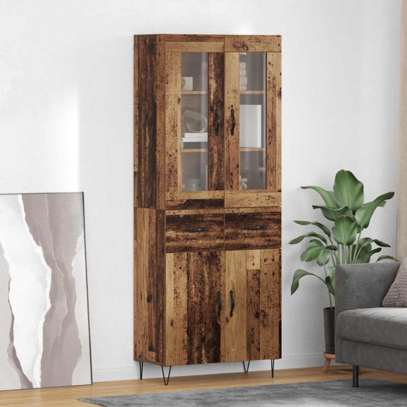 vidaXL Highboard Παλιό Ξύλο 69,5 x 34 x 90 εκ. Επεξεργασμένο Ξύλο