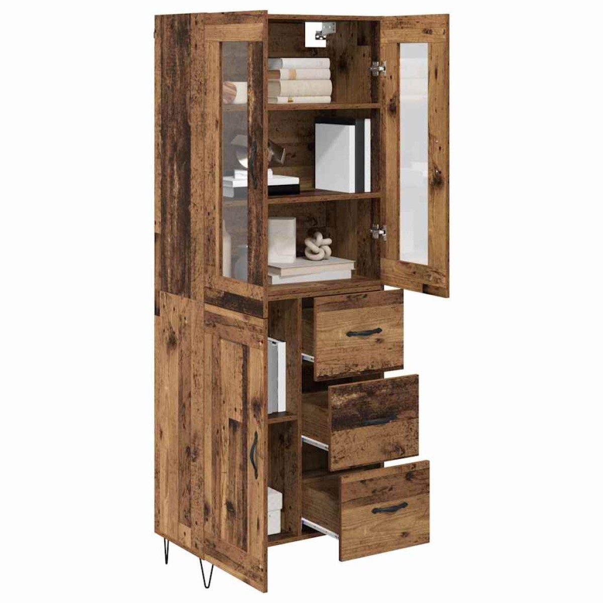 vidaXL Highboard Παλιό Ξύλο 69,5 x 34 x 90 εκ. Επεξεργασμένο Ξύλο