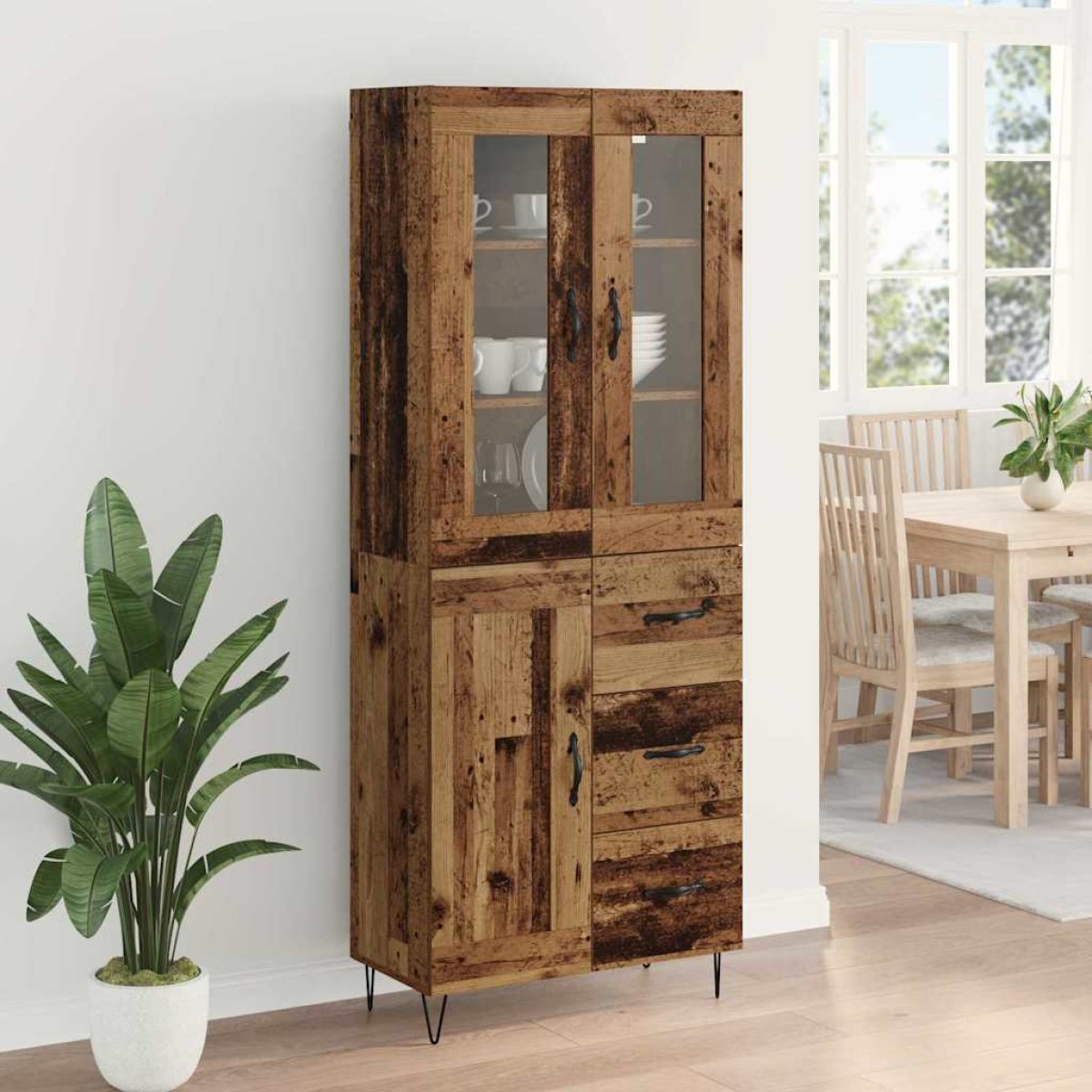 vidaXL Highboard Παλιό Ξύλο 69,5 x 34 x 90 εκ. Επεξεργασμένο Ξύλο