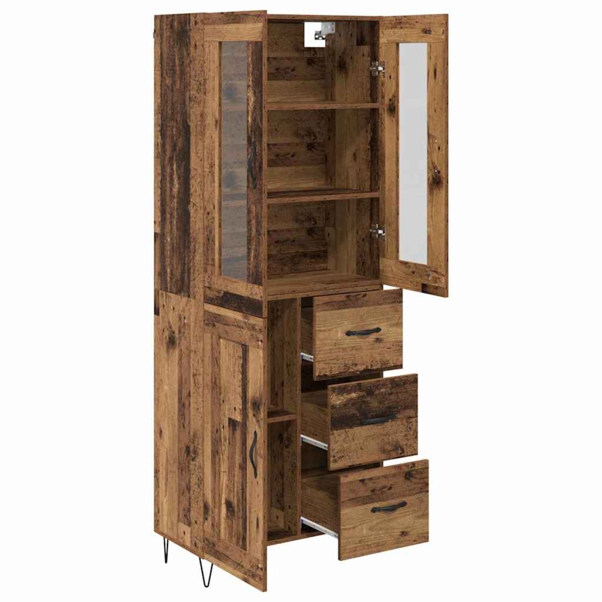 vidaXL Highboard Παλιό Ξύλο 69,5 x 34 x 90 εκ. Επεξεργασμένο Ξύλο