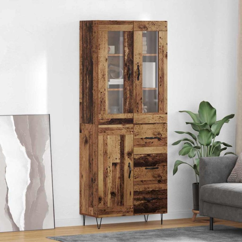 vidaXL Highboard Παλιό Ξύλο 69,5 x 34 x 90 εκ. Επεξεργασμένο Ξύλο