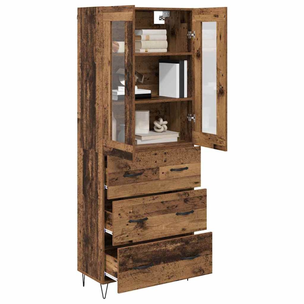 vidaXL Highboard Παλιό Ξύλο 69,5 x 34 x 90 εκ. Επεξεργασμένο Ξύλο