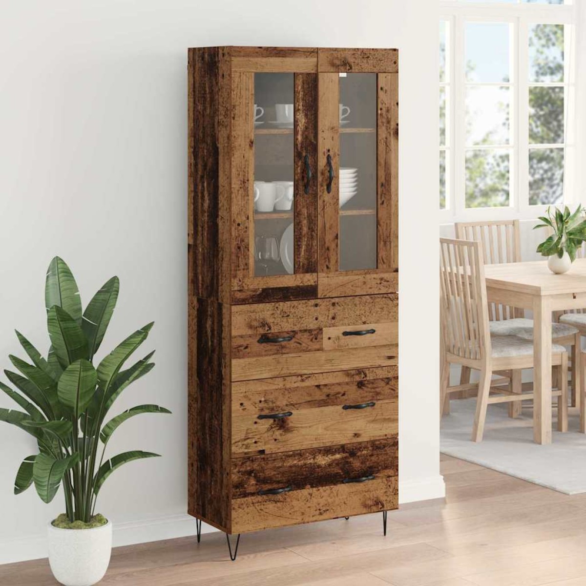 vidaXL Highboard Παλιό Ξύλο 69,5 x 34 x 90 εκ. Επεξεργασμένο Ξύλο