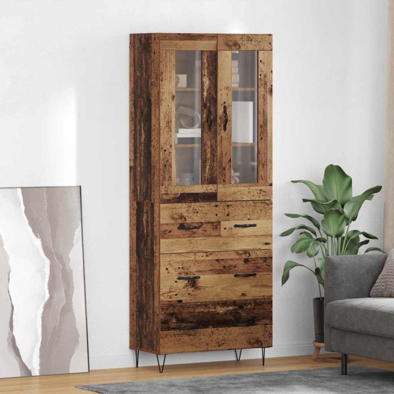 vidaXL Highboard Παλιό Ξύλο 69,5 x 34 x 90 εκ. Επεξεργασμένο Ξύλο