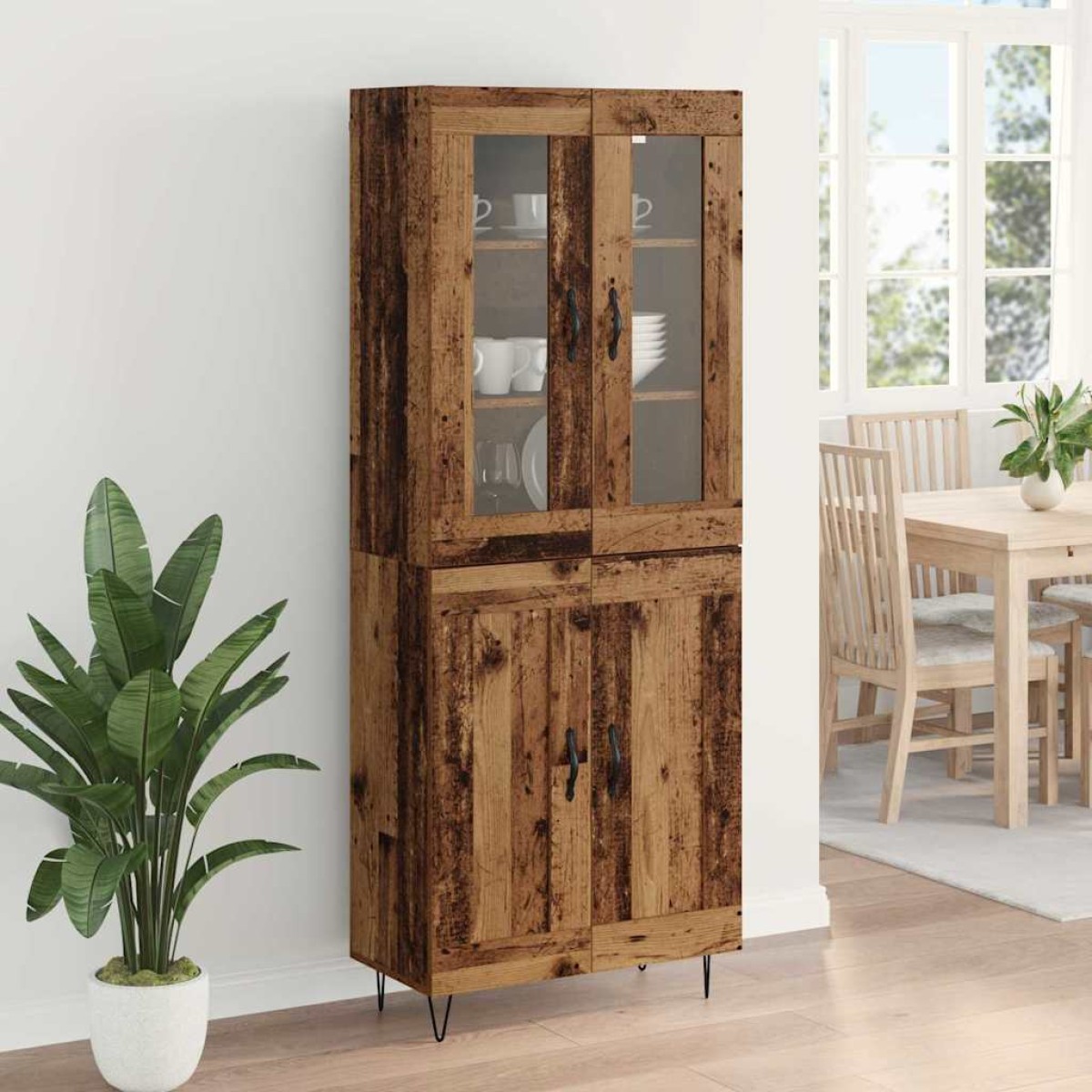 vidaXL Highboard Παλιό Ξύλο 69,5 x 34 x 90 εκ. Επεξεργασμένο Ξύλο