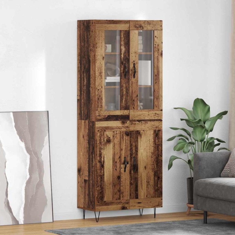 vidaXL Highboard Παλιό Ξύλο 69,5 x 34 x 90 εκ. Επεξεργασμένο Ξύλο