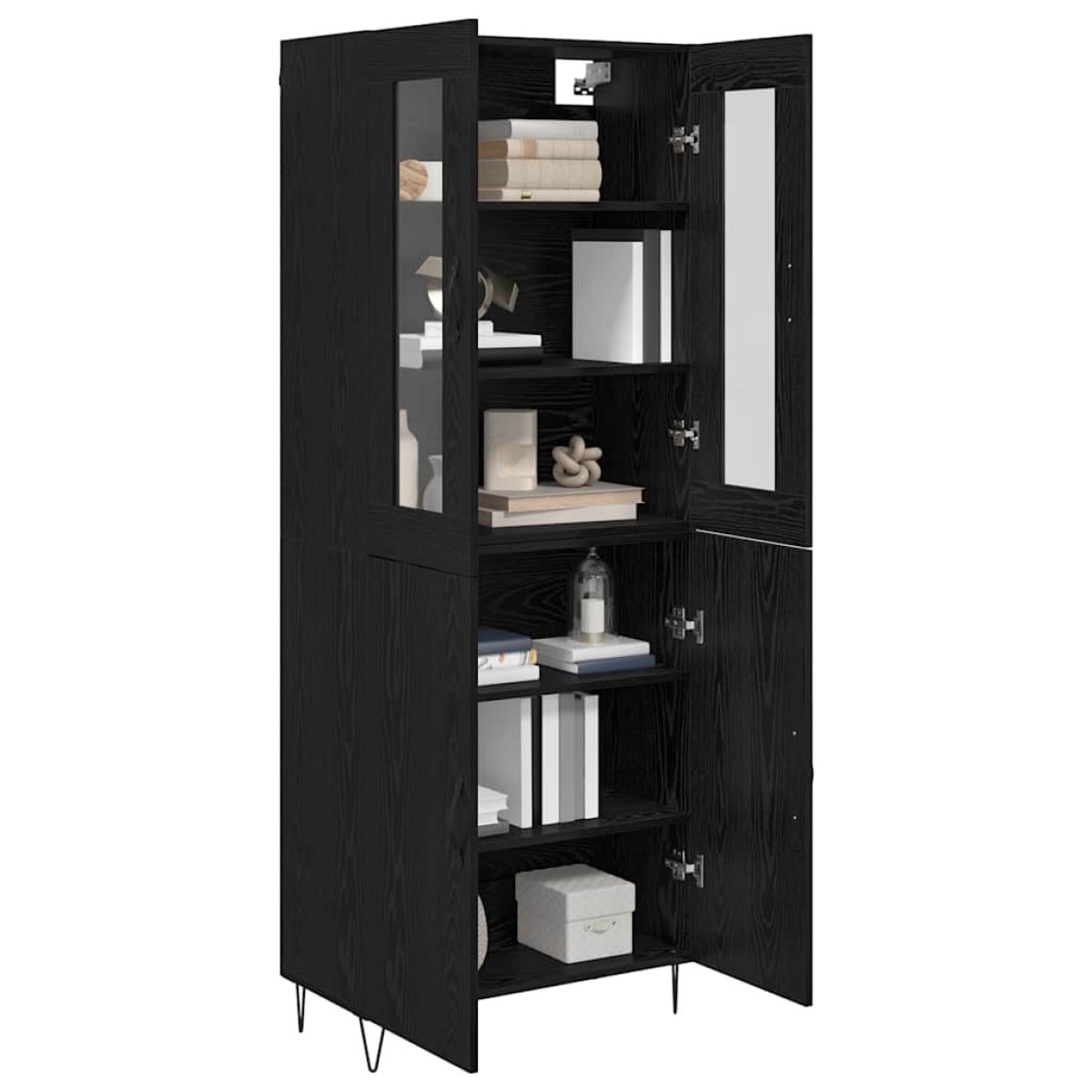 vidaXL Highboard Λευκός και Μαύρος Δρυς 69,5 x 34 x 180 εκ.