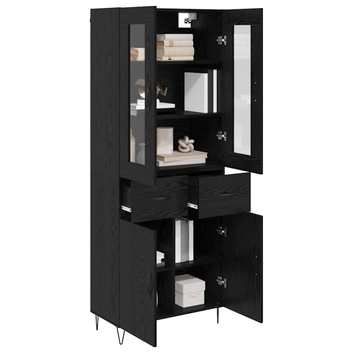 vidaXL Highboard Μαύρη Οξυά 69,5 x 34 x 90 εκ. Επεξεργασμένο Ξύλο
