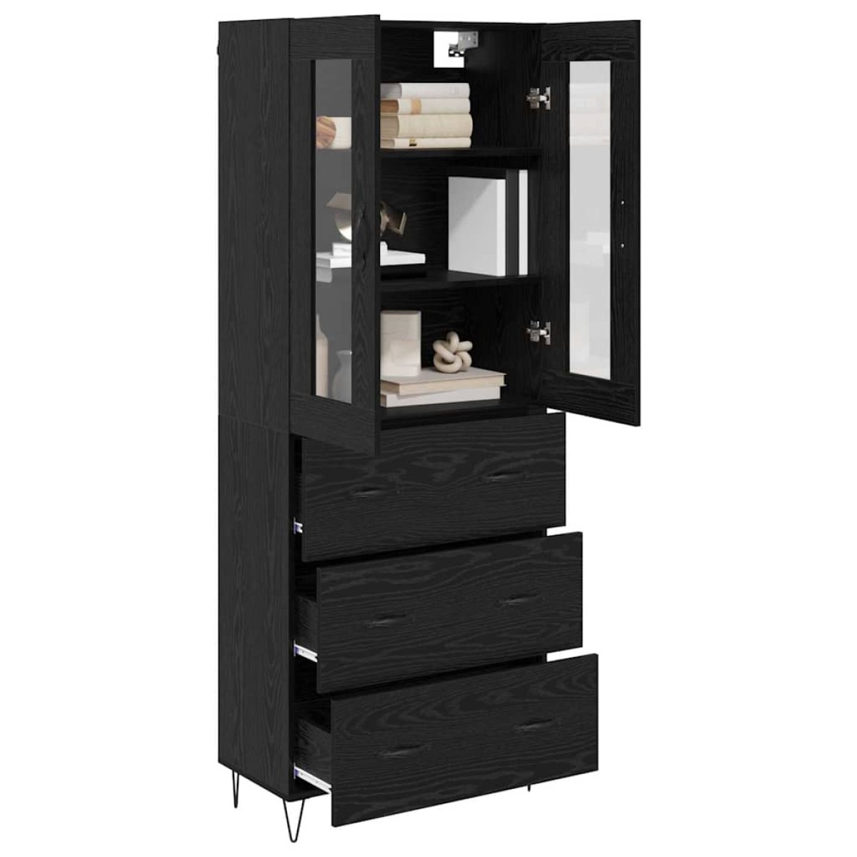 vidaXL Highboard Μαύρη Οξυά 69,5 x 34 x 90 εκ. Επεξεργασμένο Ξύλο