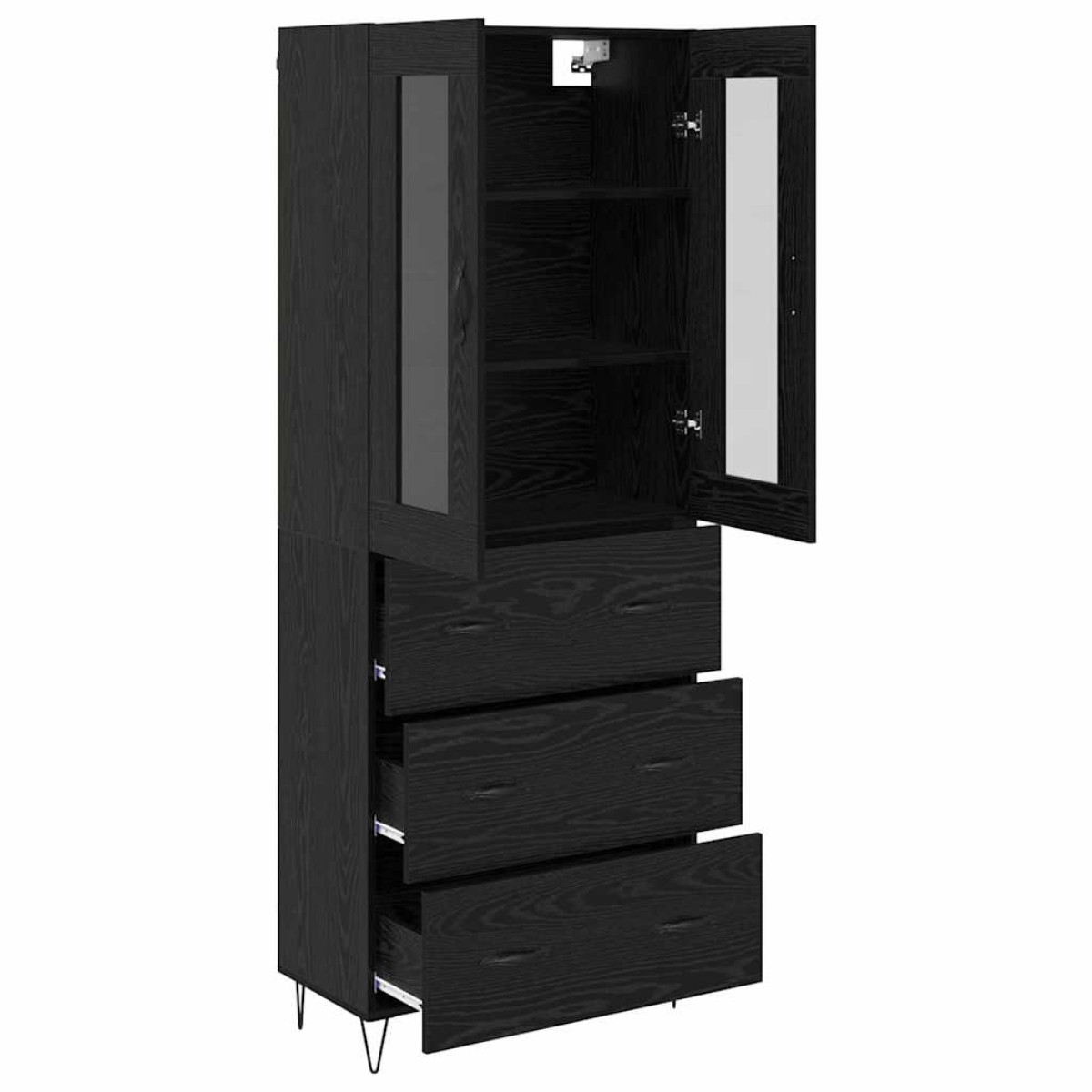 vidaXL Highboard Μαύρη Οξυά 69,5 x 34 x 90 εκ. Επεξεργασμένο Ξύλο