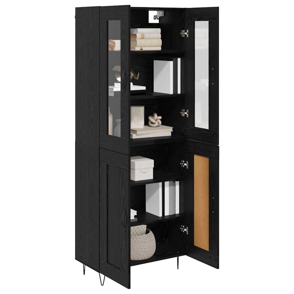 vidaXL Highboard Μαύρη Οξυά 69,5 x 34 x 90 εκ. Επεξεργασμένο Ξύλο
