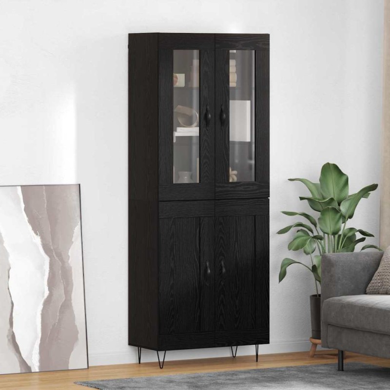 vidaXL Highboard Μαύρη Οξυά 69,5 x 34 x 90 εκ. Επεξεργασμένο Ξύλο