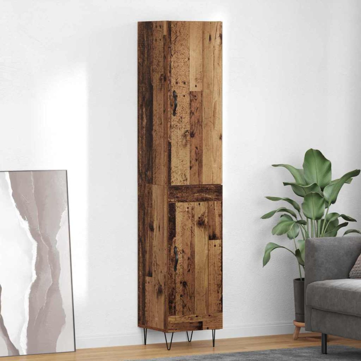 vidaXL Highboard Παλιό Ξύλο 34,5 x 34 x 90 εκ. Επεξεργασμένο Ξύλο
