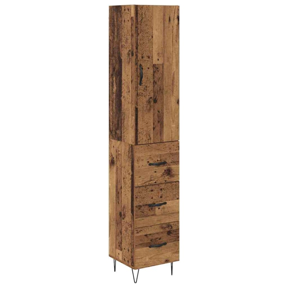 vidaXL Highboard Παλιό Ξύλο 34,5 x 34 x 90 εκ. Επεξεργασμένο Ξύλο