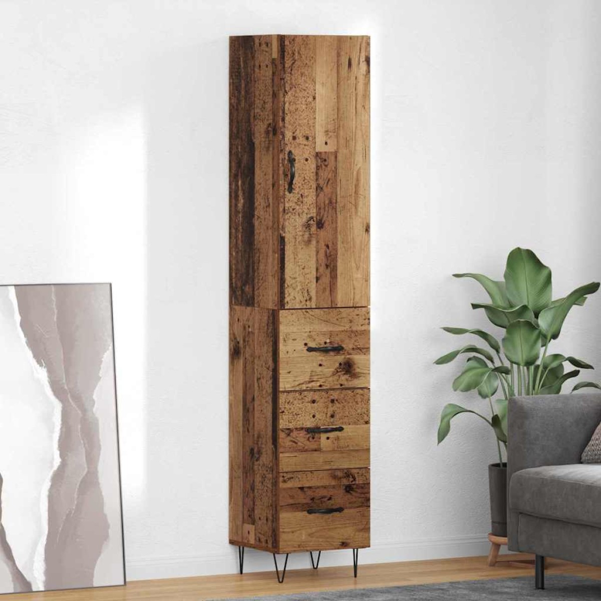 vidaXL Highboard Παλιό Ξύλο 34,5 x 34 x 90 εκ. Επεξεργασμένο Ξύλο