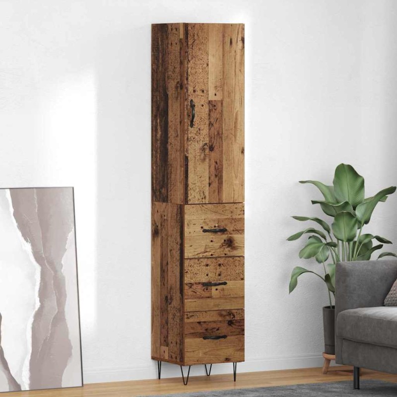 vidaXL Highboard Παλιό Ξύλο 34,5 x 34 x 90 εκ. Επεξεργασμένο Ξύλο