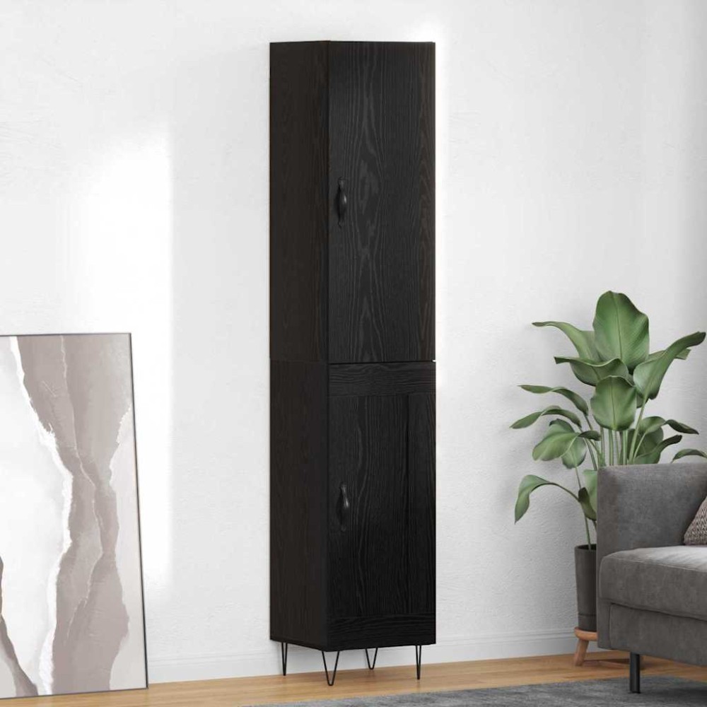vidaXL Highboard Μαύρη Οξυά 34,5 x 34 x 90 εκ. Επεξεργασμένο Ξύλο