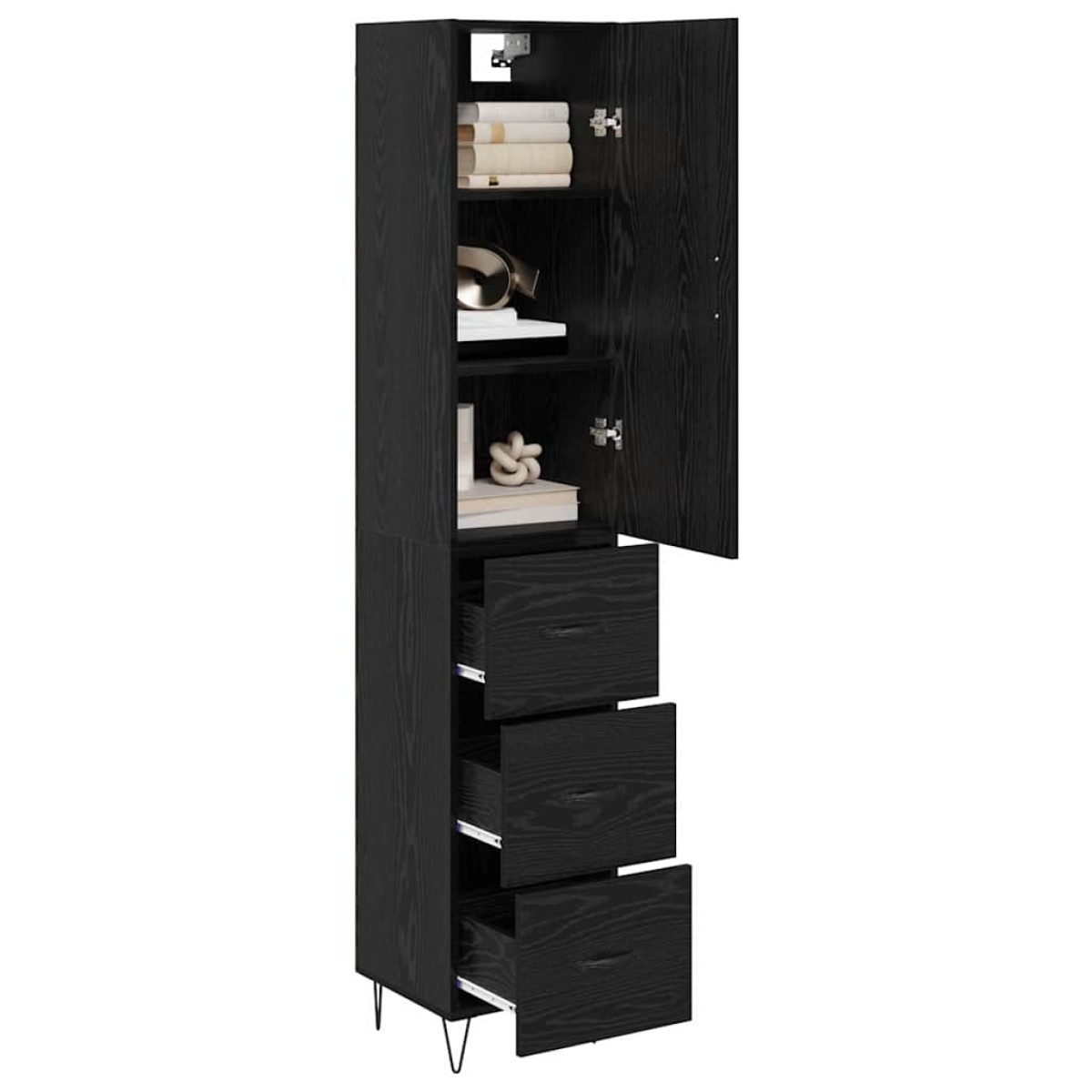 vidaXL Highboard Μαύρη Οξυά 34,5 x 34 x 90 εκ. Επεξεργασμένο Ξύλο