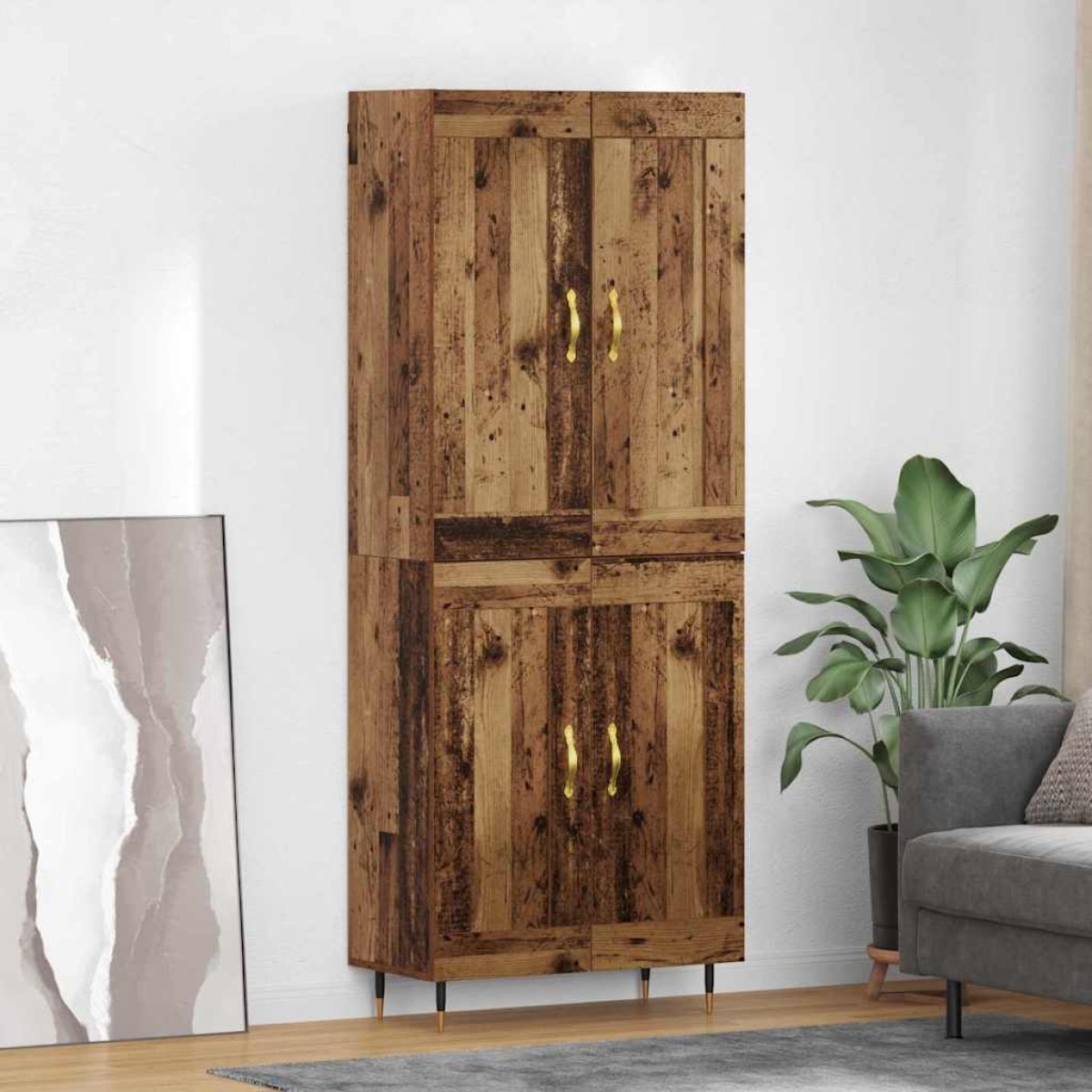 vidaXL Highboard Παλιό Ξύλο 69,5 x 34 x 90 εκ. Επεξεργασμένο Ξύλο