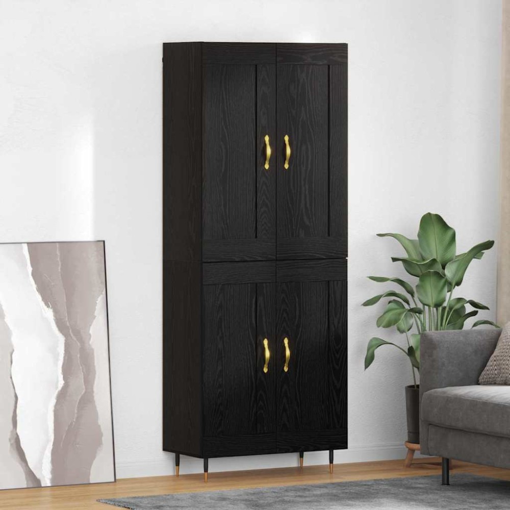 vidaXL Highboard Μαύρη Οξυά 69,5 x 34 x 90 εκ. Επεξεργασμένο Ξύλο